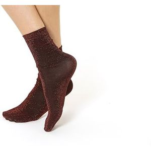 Gi&Gi 3 paar damessokken van Lurex, multipack, verschillende kleuren, korte sokken voor dames, glinsterende garens, donkerrood, 3 paar, Eén maat