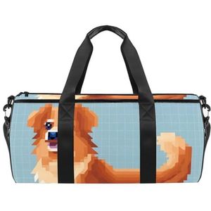 DragonBtu Opvouwbare reistas gymtas - veelzijdige tas voor yoga, training en reizen -oranje pixel hond, Multi 2, 45x23x23cm/17.7x9x9in, Reizen Duffle