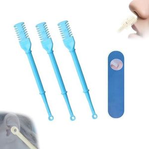 2-in-1 Nose Hair Trimmer,2-in-1 Nasal Hair Cutter,2024 New Manual Double Sided Nasal Hair Trimmer with Ear Spoon,360° Rotating Nostril Hair Removal Tool Blade with Ear Picker (12PCS,Blue)