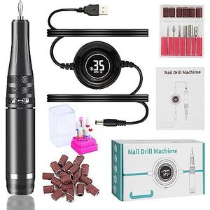 Elektrische nagelboor, 35000 RPM manicuremachine, elektrische nagelboor, draagbare nageldraaibank Elektrische manicuresnijderset, nagelgelpolijstmachine Salonapparatuur Gemakkelijk te gebruiken, voor