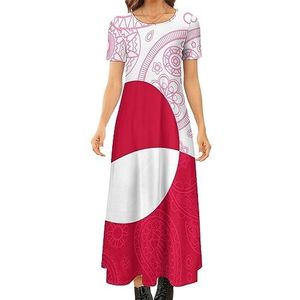 Groenland Paisley Vlag(1) Vrouwen Zomer Casual Korte Mouw Maxi Jurk Ronde Hals Gedrukt Lange Jurken 3XL