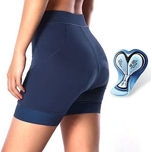 Dames Fietsonderbroek Gevoerde 5D Gel, Comfortabele Ademende Fietsonderbroek, Dames Schokbestendige Onderbroek met Broekzeem, Fietsbroek Fietsondergoed(Size:XXL,Color:Blauw)