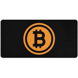 Bitcoin-logo bureaumat, volledige print, grote muismat, uitgebreid bureauonderlegger voor gamer, kantoor en thuis
