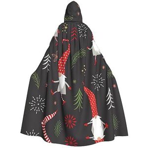 Bxzpzplj Kerstkabouters mantel met capuchon voor mannen en vrouwen, volledige lengte Halloween maskerade cape kostuum, 185 cm