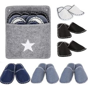 BIOSA 6 paar gastenschoenen, hotelslippers van vilt, antislip, praktische en comfortabele wegwerpslippers, set met opbergtas, vilten pantoffels voor familie, hotel, reizen, spa pantoffels, grijs, 40/42 EU