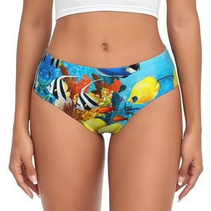 ASFgda Dames ademend tropisch oceaan zee vis print ondergoed, stretch perfect ondergoed, super zacht comfortabel, verkrijgbaar in grote maten, Zwart, XS