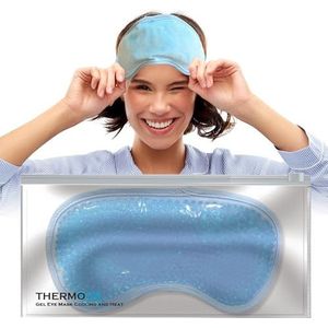 Koud oogmasker met pluche stof aan één kant, gelkralen en elastische band, warm & koud oogmasker voor vermoeide ogen en ongemak, verkoelend masker met gel ThermoDR