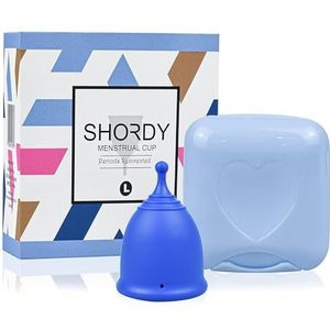 SHORDY Menstrual Cup, Single Pack (Large) met doos | Flexibele Menstruatiecup & Menstruatiebeker | Tot 12 uur bescherming | Milieuvriendelijk alternatief voor tampons, schijven, pads (blauw)