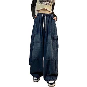 WEITING Harajuku Vintage Blauwe Cargo Jeans Vrouwen Oversized Y2K Grunge Zwarte Denim Broek Hip Hop Streetwear Wijde Pijpen Broek