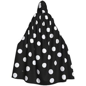 Zwart-wit Big Dot Print Hooded Mantel Unisex Volwassen Mantel Halloween Kerst Hooded Cape Voor Vrouwen Mannen