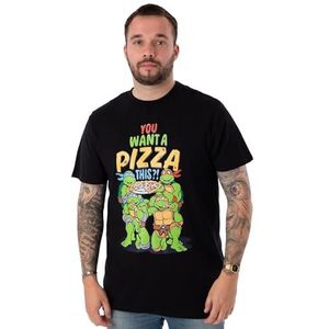 Teenage Mutant Ninja Turtles You Want A Pizza This?! Mens Black T-Shirt met korte mouwen | Retro Fashion T-Shirt Nostalgische jaren 90 Cartoon Kleding | TMNT Cadeau Merchandise