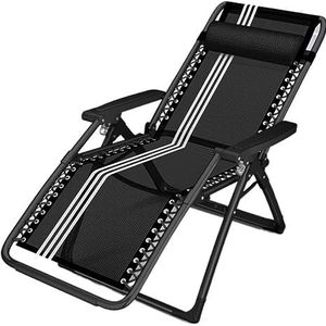 Ligstoel Zonneligstoel Ligstoelen Zwarte Fauteuil Verstelbare Lounge Stoel Opvouwbare Ademende Stof Voor Tuin Kantoor Patio Ligstoel Opvouwbaar Tuinligstoel (Color : A)