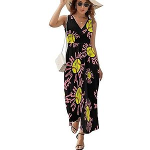 Catch Like A Girl Softbal Casual Maxi Jurk Voor Vrouwen V-hals Zomerjurk Mouwloos Strandjurk XL