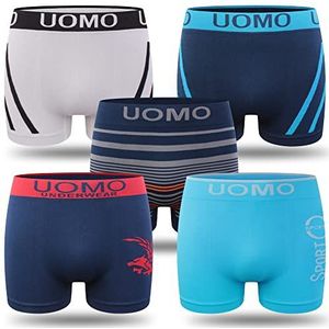 L&K Set van 10 boxershorts voor jongens, van microvezel, maat vanaf 140/146 tot 176/182, met motief, comfortabel, elastisch, naadloos kinderonderbroeken voor jongens 1601, 1601-se-5 serie, 152-158