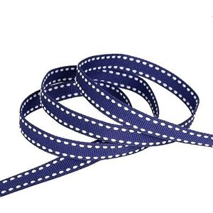 5 meter/partij breedte 10 mm stip bedrukt grosgrain steeklint cadeaupapier tapes voor doe-het-zelf ambachten handgemaakte accessoires baklinten-donkerblauw-breedte 10 mm