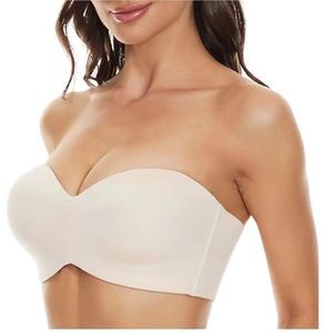 Antislip strapless ondergoed push-up borsten naadloze onzichtbare bh anti-blootstelling tube top for dames(Kleur:Skin,Size:44/100B)