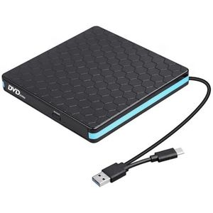 Laptop Typec Mobiele Optische Drive Desktopcomputer Externe Dvd Usb3.0 Brander Voetbalstreep Heldere Beeldkwaliteit Stabiele Audio(Black)