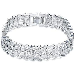 Armbanden 925 sterling zilveren armband hart paars kristal zirkoon armband compatibel met damesfeest verlovingssieraden cadeau Kleding, schoenen en sieraden