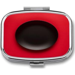 Kleine pillendoos 2 compartimenten geneeskunde pillendoosje draagbare rode zwarte plaat bedrukte pillencontainer voor zak of portemonnee pillendoos metalen geneeskunde vitamine organizer
