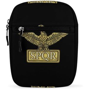 Gouden Embleem SPQR Mini Crossbody Tas Unisex Anti-Diefstal Side Schoudertassen Reizen Kleine Messenger Bag