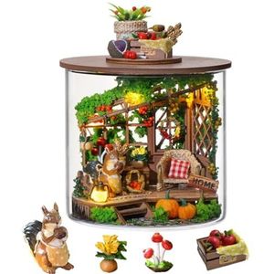 DIY miniatuur poppenhuisset, miniatuurhuisset, 3D houten poppenhuisset, magisch huis met stofdichte hoes en led (weelderig diner)