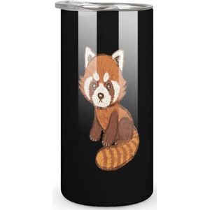 Cartoon Rode Panda Geïsoleerde Tumbler met Deksel Roestvrij Staal Reizen Mok Koffie Cups voor Warme En Koude Dranken 10oz