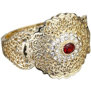 Bangle Manchet Armband Voor Vrouwen Goud Kleur Hollow Metal Dubai Bruid Bruiloft Sieraden, Kristal, Witte diamant