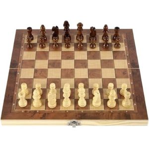 Internationaal Schaken Schaakbord opvouwbare houten schaakset met interne opslag Retro klassieke schaakstukken schaakspel Schaakspel schaakspel reis