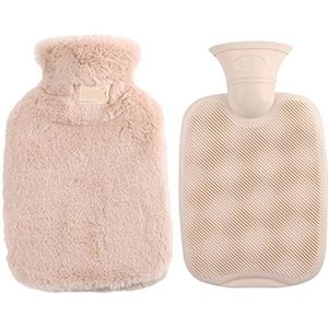 DieffematicRSD Warmwaterkruik Warmwaterkruik met zachte hoes Klassieke warmwaterzak om de winter warm te houden (Color : Light brown)