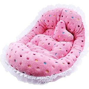Zhexundian Nieuwe Winter Warm Pet Banken, Soft Cotton Lace Princess Honden bedden, Dot Star Print slaapmat (Color : Pink, Size : M 55x45x20cm)
