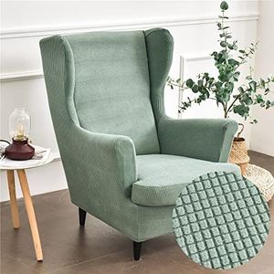 Highdi vleugelstoel hoezen, 2-delige stretch vleugelstoel hoes, modieuze effen kleur, fluwelen Strandmon bankhoes, meubelbeschermer voor fauteuils voor woonkamer, slaapkamer of hotel, groen (Matcha)