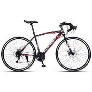 Racefiets 700C Volwassen fiets met variabele snelheid Schokabsorberende dubbele schijfremfiets (Color : BLACK-RED, Size : 24-SPEED_30MM)
