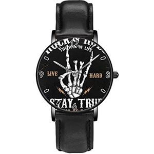 Rock and Roll Poster Persoonlijkheid Zakelijke Casual Horloges Mannen Vrouwen Quartz Analoge Horloges, Zwart