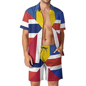 Nordic Flag Hawaiiaanse sets voor mannen Button Down Trainingspak met korte mouwen Beach Outfits XL