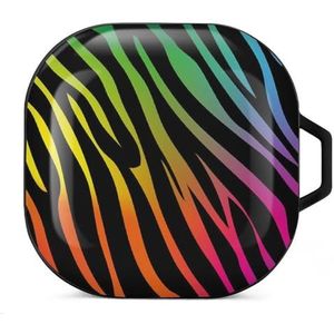 Regenboog zeepaardje patroon oortelefoon hoesje compatibel met Galaxy Buds/Buds Pro schokbestendig hoofdtelefoon hoesje zwart stijl