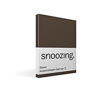 Snoozing - Flanel - Kussenslopen - Set van 2 - 50x70 cm - Bruin