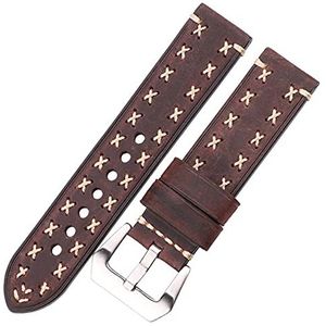 Horlogeband 22 24 mm handgemaakte lederen band Vintage armband dames heren bruin zwart groen koffie horlogeaccessoires