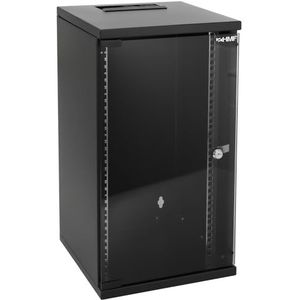 HMF 63412-02 netwerkkast, serverkast 10 inch | 12 HE | 300 mm diepte | volledig gemonteerd | glazen deur | zwart
