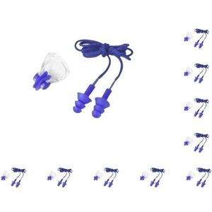 10 Set van 2 Stuks Volwassenen Oor Stopper Neus Clips Set Vrouwen Mannen Surfen Snorkelen Waterdichte Oordopjes Kit Onderwater Sport Apparatuur Blauw