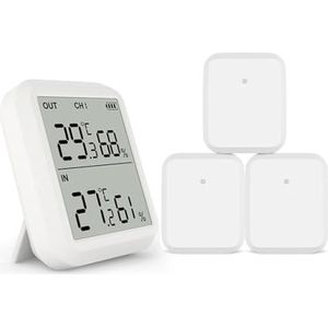 Weerstationthermometer En Hygrometer Groot LCD-scherm Met Achtergrondverlichting For Binnen En Buiten For Huiskeuken Op Binnenplaats(WIth 3 Transmitter)