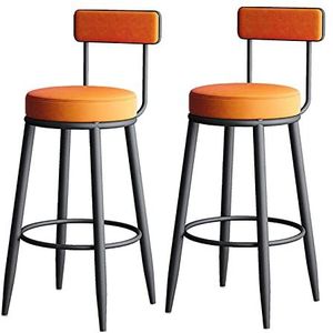 GZDZ Barstoelen stoelen barkrukken, barkrukken op toonhoogte set van 2, keukenkrukken, barstoel voor eetkamer, toonbank, pub, PU-lederen stoel, houten poten en voetsteun, zithoogte 55/65/75/85 cm