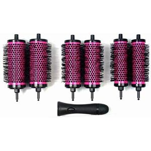 LIGICKY Haarborstelset, ronde borstel met afneembare rollen, rond stylinggereedschap, 6 rollen, 1 handvat, klein, medium en groot