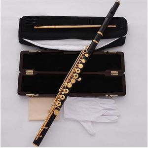 fluit Muziekinstrument Houten Body Vergulde Toetsen C-toon Tremolo Fluit B Voetsplit E Offset G Fluit Met Houten Kast