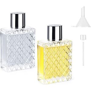 Ysimple 2 stuks parfumverstuiver, draagbare spuitfles, reis-parfumverstuiver voor dames en heren, navulbaar met pipetten, trechter voor parfum, reizen, cosmetica (100 ml, zilver)