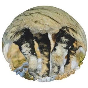 Swaledale Ewe Douchemuts, vrouwelijk schaap, sneeuwweer, landbouwparken, waterdichte dubbele badmuts, herbruikbare elastische douchekap, badmutsen, slaapmuts