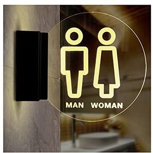 Toiletbord, toilet unisex bord, mannelijk vrouwelijk jongen meisje toilet LED-bord, acryl USB oplaadbaar badkamerbord decor (B) (B) (A) (Color : A)