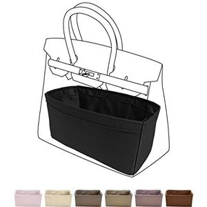 DGAZ Bag Organizer Insert Fits Birkin 25/30/35/40, Silk Handbag Organizer, Silky Smooth, Luxury Purse & Tote Shaper (BK25, Black)