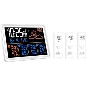 Weerstationklokken Draadloze digitale thermometer Hygrometer Voorspellingskalenders Maanfase Snooze-wekker PT20B,Nauwkeurig voorspellen(GD20D)