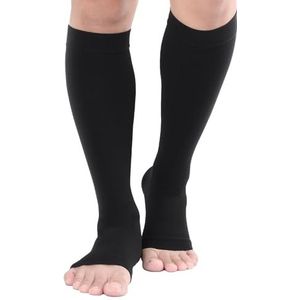 TOFLY® Plus Size Open Teen Compressie Kousen (Paar) voor Vrouwen & Mannen 15-20mmHg Brede Kuit Knie Hoge Toeless Compressie Sok, Compressie & Kalmerende Circulatie Spataderen Zwelling Oedeem
