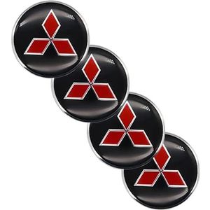 4 stuks 65mm Mitsubishi Auto Wielnaafdoppen Wieldoppen Vervangende Stickers Zilver